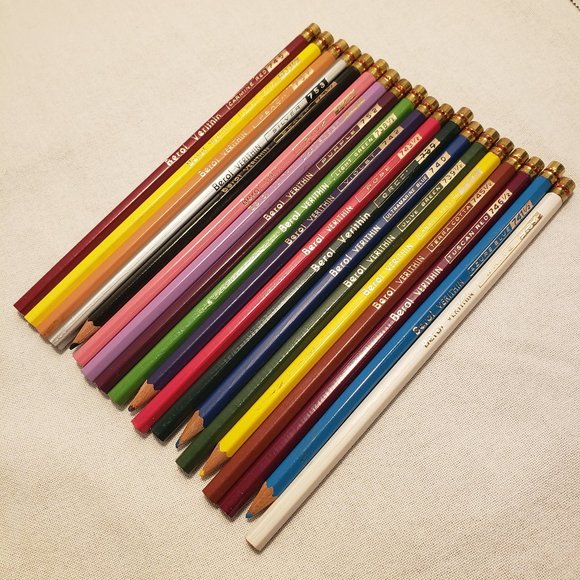 BEROL VERITHIN LEAD ART PENCILS - SET OF 24 COLORED PENCILS - 731 - TRUE VINTAGE - Picture 4 of 12
